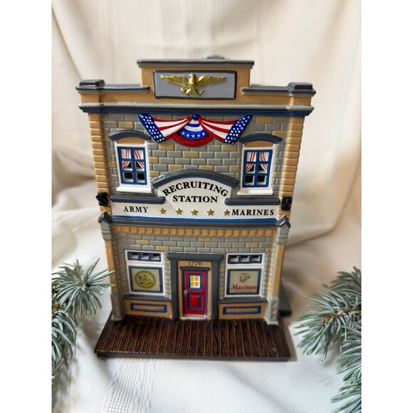 Dept 56 Armed Forces Recruiting Station #55081 w/box, light, 2 flags, 2 signs - Picture 9 of 9